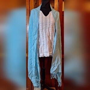 Nordstrom Sky Blue Wrap with Fringe